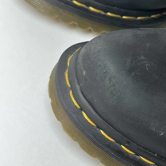 Dr Martens Boots Size 8 Black Leather 1460 Serena Faux Fur Lined Lace Up - Picture 7 of 14